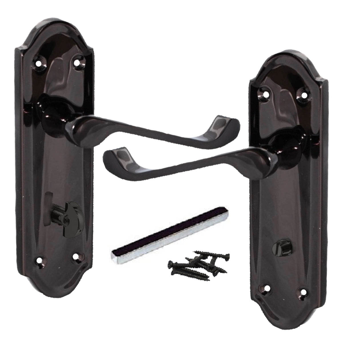 Marketplace JPG companion for Ashford Door Handle Bathroom Lock Scroll Lever - Black Nickel - 168mm X 47mm