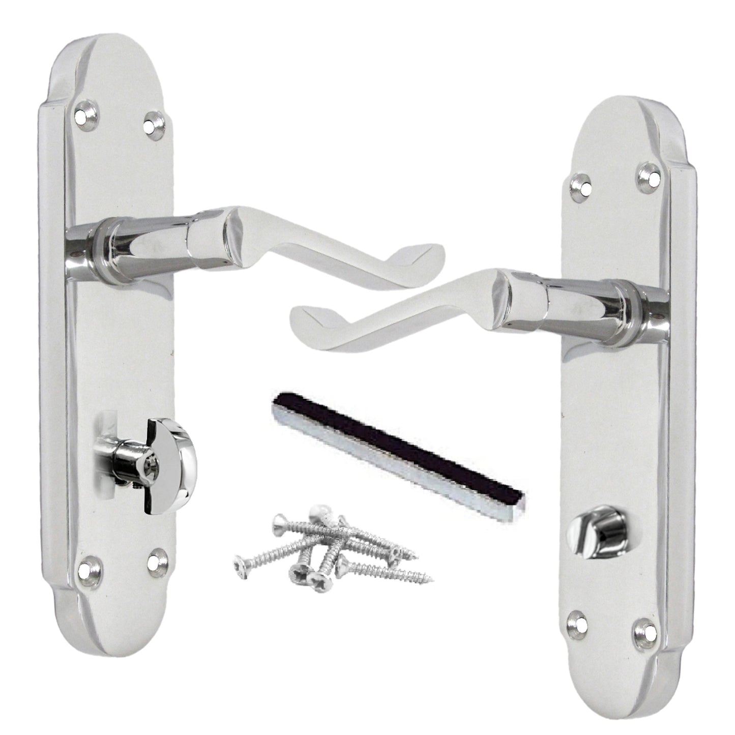 Marketplace JPG companion for Epsom Door Handle Bathroom Lock Scroll Lever - Polished Chrome - 169mm X 40mm