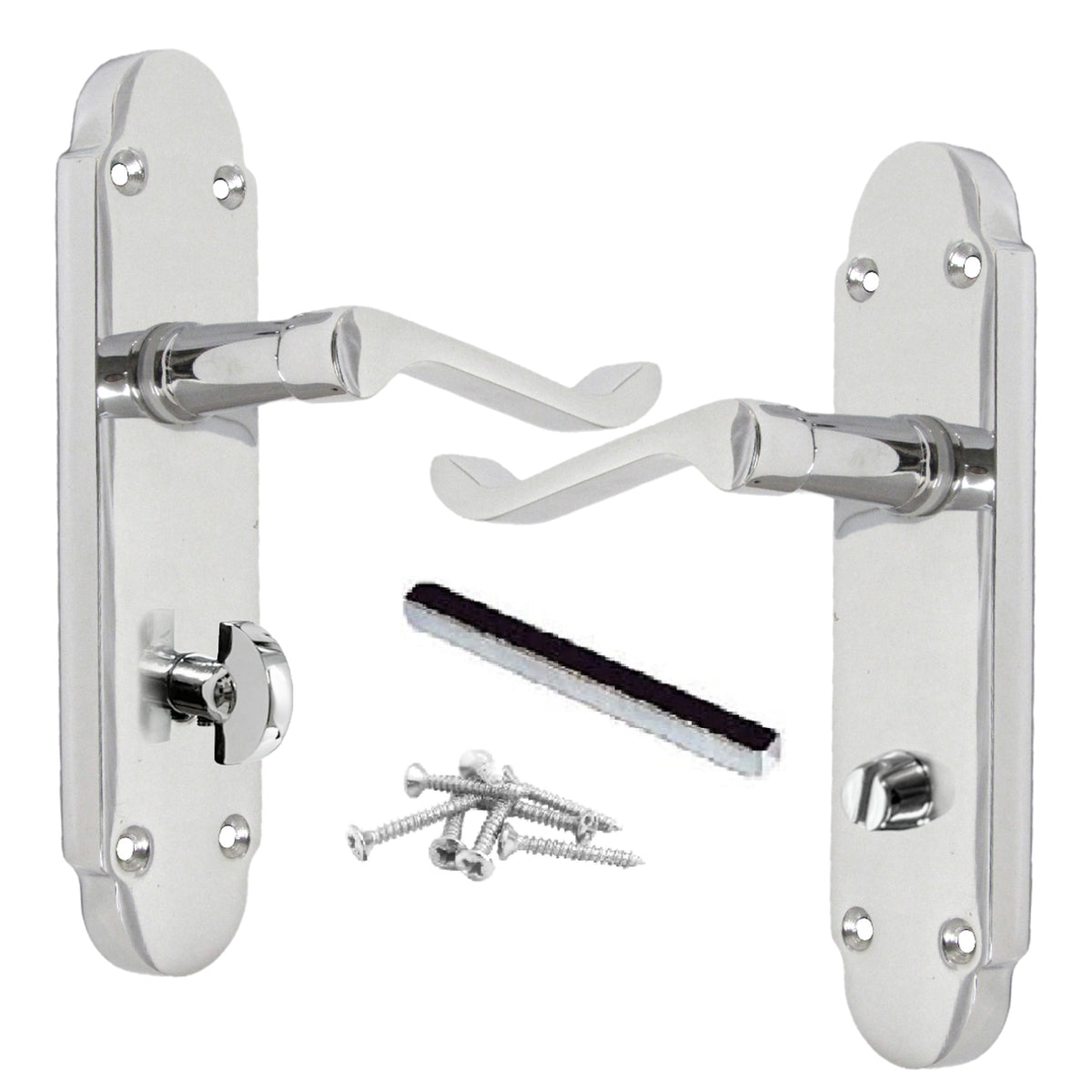 Marketplace JPG companion for Epsom Door Handle Bathroom Lock Scroll Lever - Polished Chrome - 169mm X 40mm