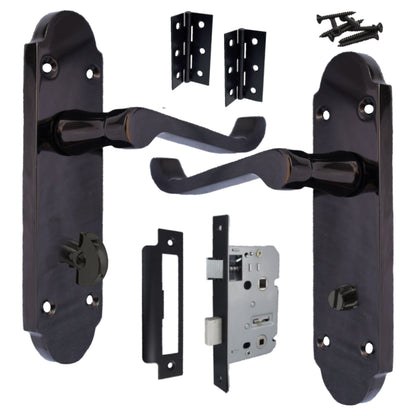 Marketplace JPG companion for Epsom Door Handle Bathroom Lock Scroll Lever - Black Nickel Pack Hinges