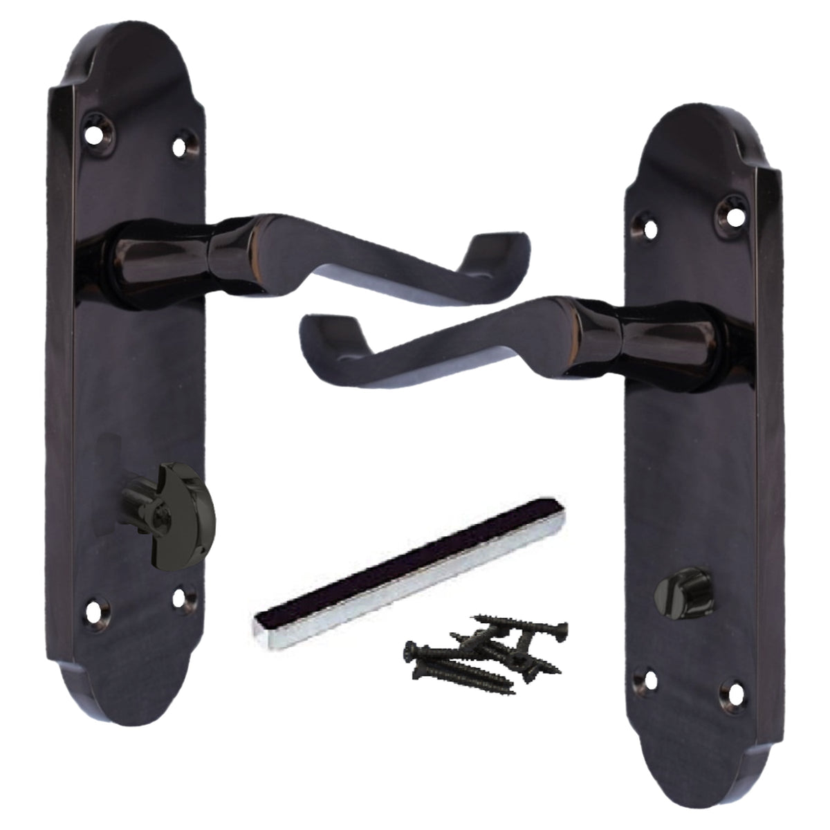 Marketplace JPG companion for Epsom Door Handle Bathroom Lock Scroll Lever - Black Nickel - 169mm X 40mm