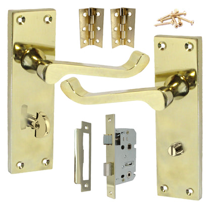 Marketplace JPG companion for Door Handles Victorian Scroll Lever Bath Lock - Brass Pack Hinges 150 X 40mm