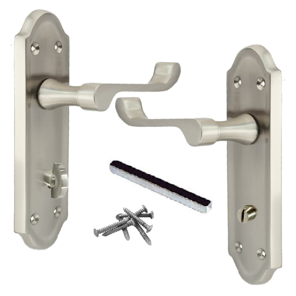 Marketplace JPG companion for Ashford Door Handle Bathroom Lock Scroll Lever - Satin - 168mm X 47mm