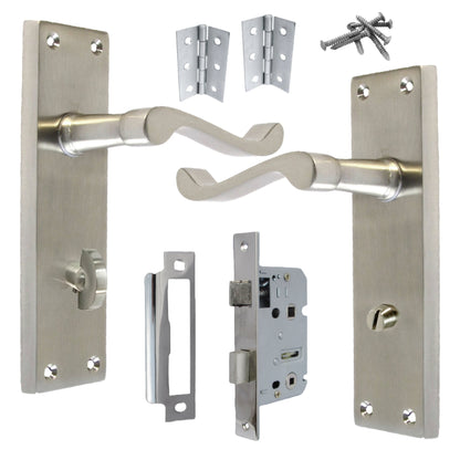 Marketplace JPG companion for Door Handles Victorian Scroll Lever Bath Lock - Satin Pack Hinges 150 X 40mm