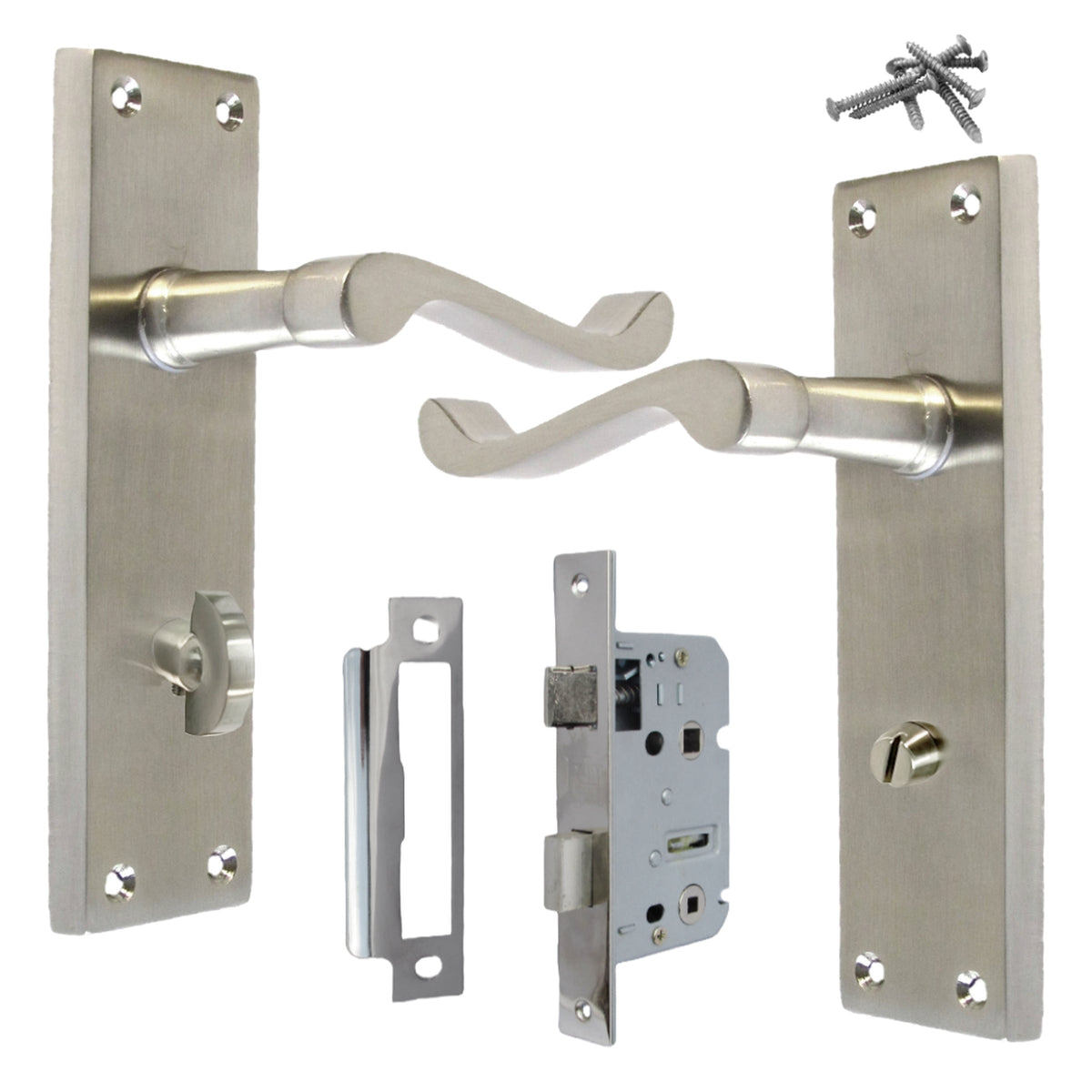 Marketplace JPG companion for Door Handles Victorian Scroll Lever Bath Lock - Satin Pack 150 X 40mm