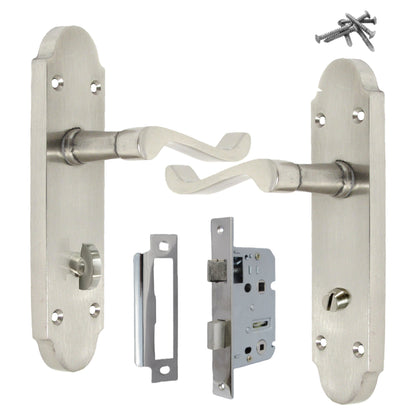 Marketplace JPG companion for Epsom Door Handles Bathroom Lock Scroll Lever - Satin Pack