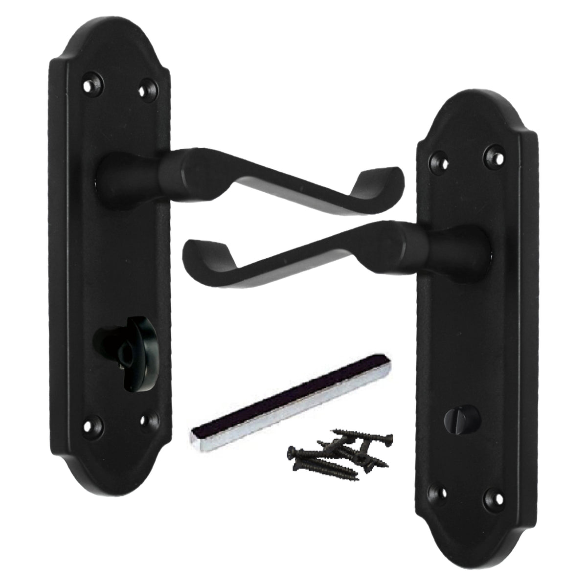 Marketplace JPG companion for Ashford Door Handle Bathroom Lock Scroll Lever - Matt Black - 168mm X 47mm