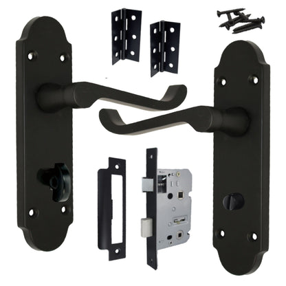 Marketplace JPG companion for Epsom Door Handle Bathroom Lock Scroll Lever - Matt Black Pack Hinges