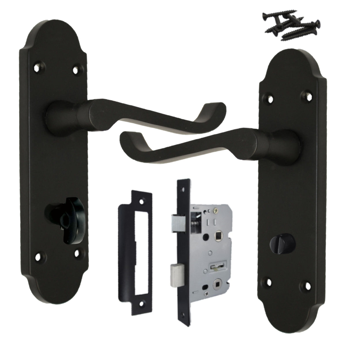 Marketplace JPG companion for Epsom Door Handle Bathroom Lock Scroll Lever - Matt Black Pack