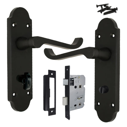 Marketplace JPG companion for Epsom Door Handle Bathroom Lock Scroll Lever - Matt Black Pack