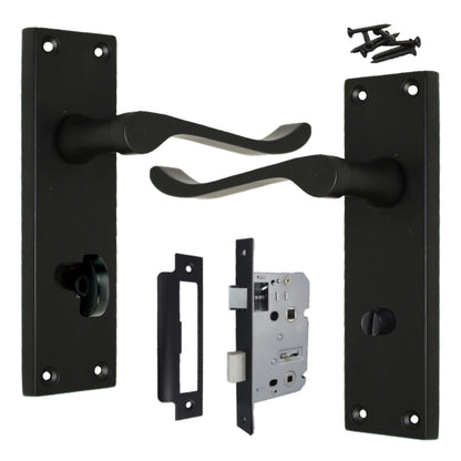 Marketplace JPG companion for Door Handles Victorian Scroll Lever Bath Lock - Matt Black Pack 150 X 40mm