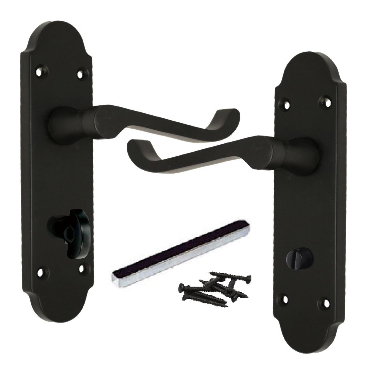 Marketplace JPG companion for Epsom Door Handle Bathroom Lock Scroll Lever - Matt Black - 170mm X 42mm