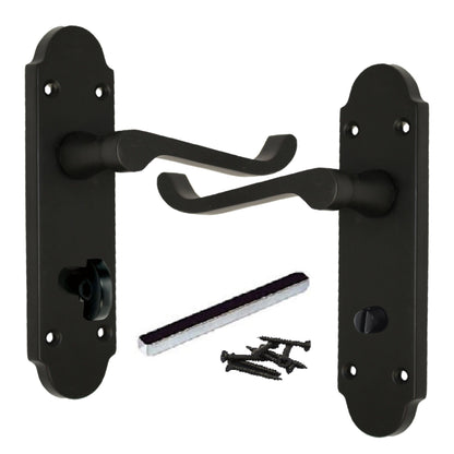 Marketplace JPG companion for Epsom Door Handle Bathroom Lock Scroll Lever - Matt Black - 170mm X 42mm