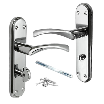 Marketplace JPG companion for Genova Door Handles Polished Chrome Twist Lever Bathroom Lock on Modern Marina Backplate