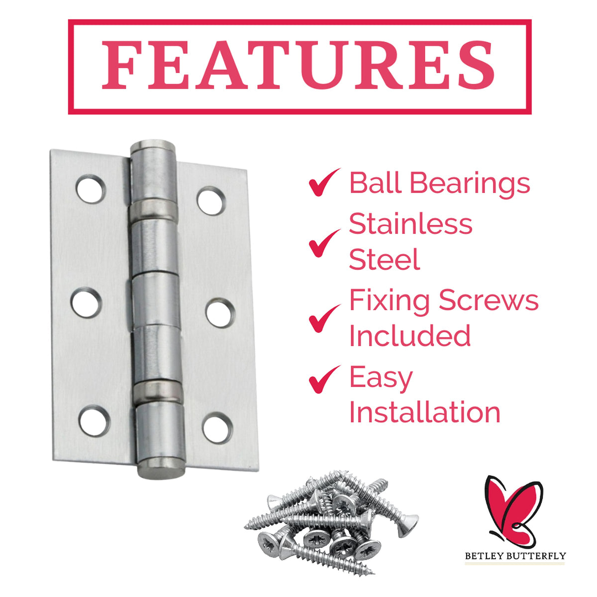Marketplace JPG companion for 3" (76mm) Stainless Steel Ball Bearing Butt Hinges - Satin Door Hinges with Screws