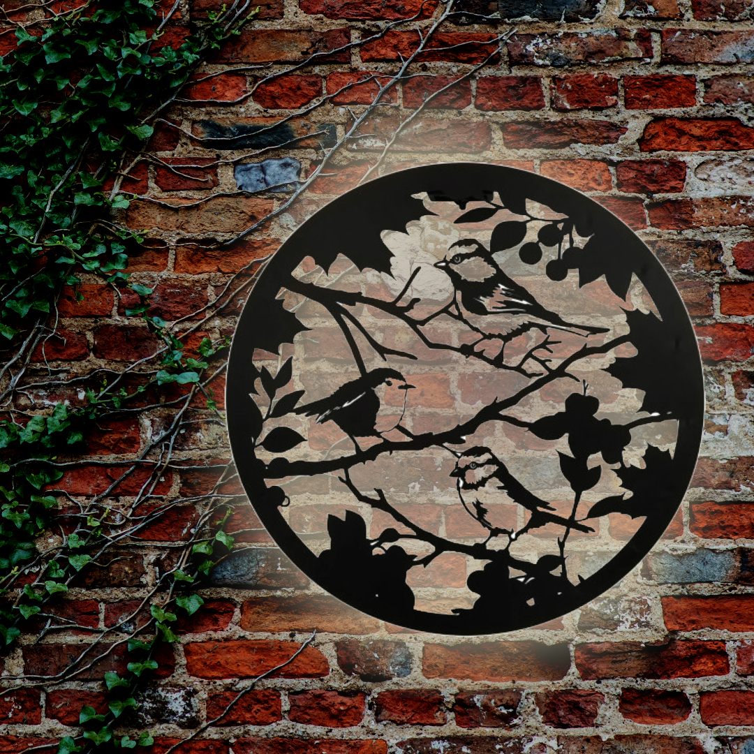 Solar Backlit British Bird Silhouette Wall Art - Outdoor Metal Garden Decor