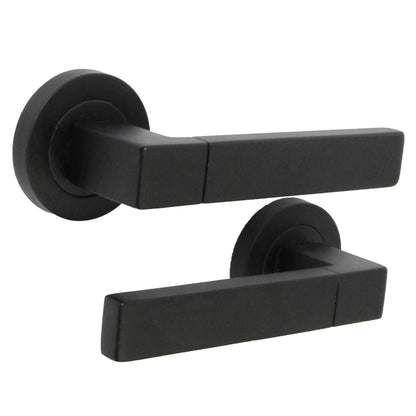 Marketplace JPG companion for Cafri Line Door Handle Rectangular Matt Black Lever Rose Internal Handles + 64mm Latch & Hinges