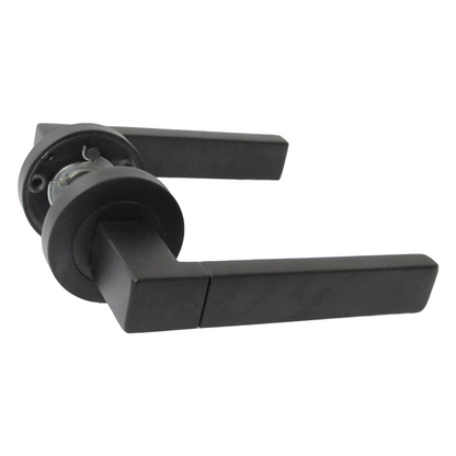 Cafri Line Door Handle Rectangular Matt Black Lever Rose Internal Handles + 64mm Latch & Hinges