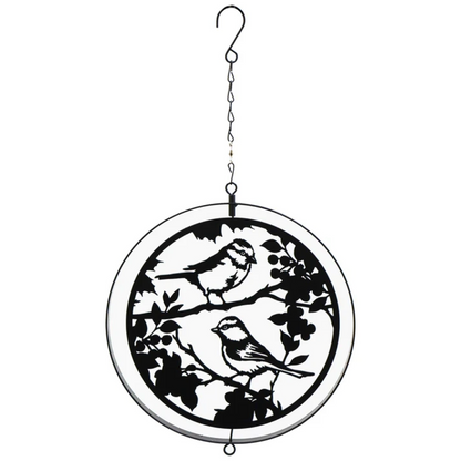 Blue tit Bird Silhouette Hanging Orbit Spinner - Black