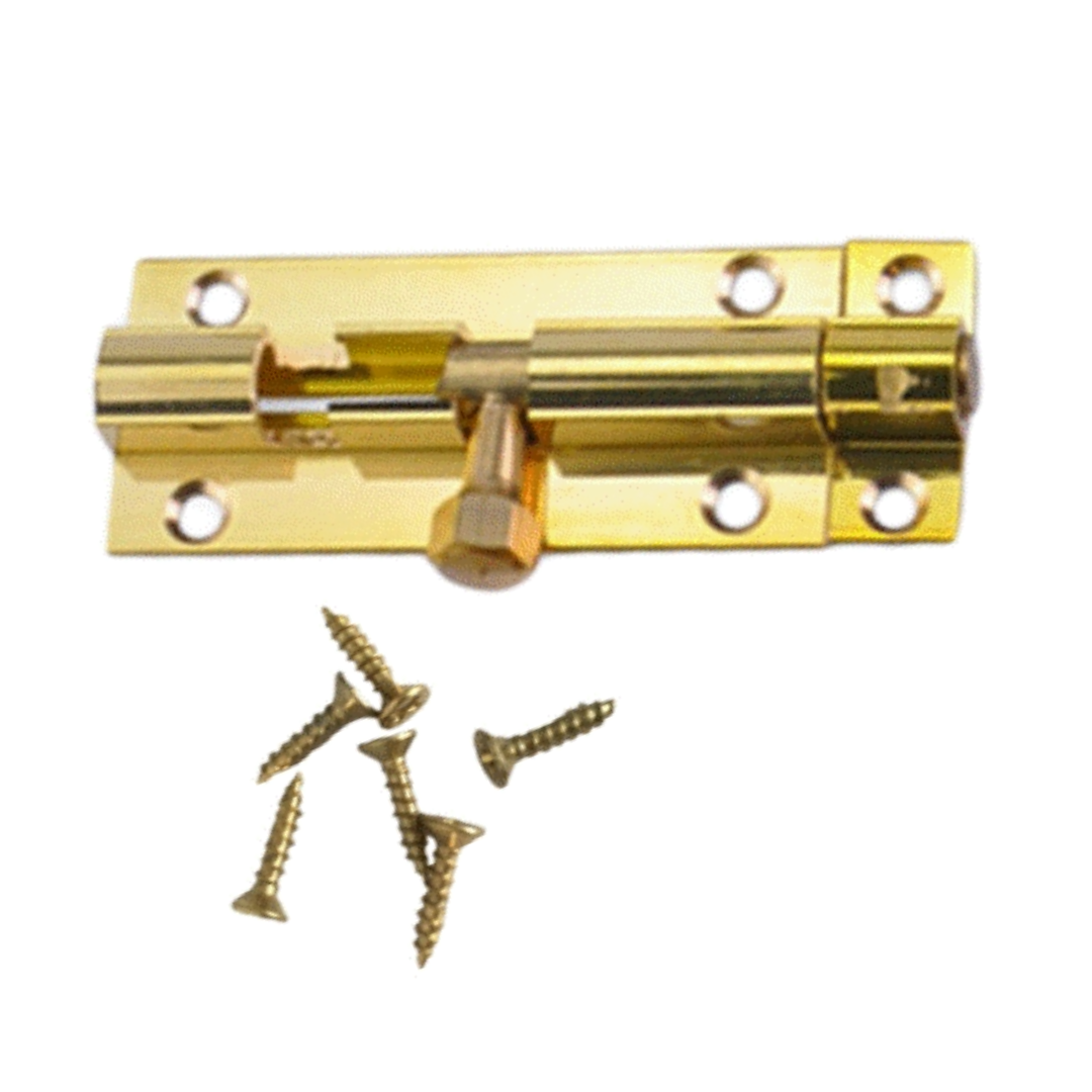 Serrure à pêne cylindrique en laiton de 5 cm (2 po) à glissière - Verrouillage de porte de sécurité avec vis - PACK MULTIPLE