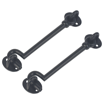 Traditional Black Cast Iron Cabin Hook and Eye Latch Pack of 2