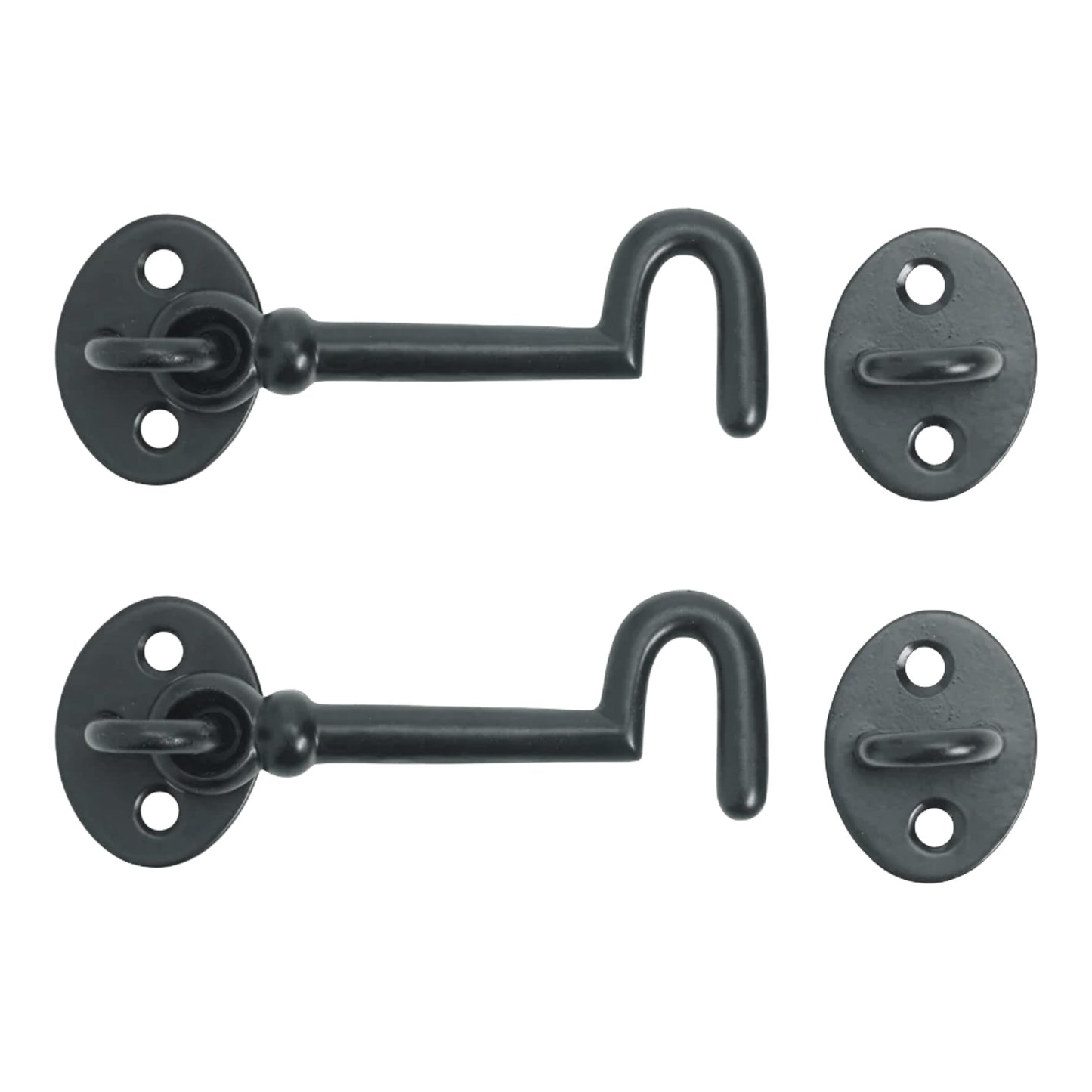 Traditional Black Cast Iron Cabin Hook and Eye Latch Pack of 2