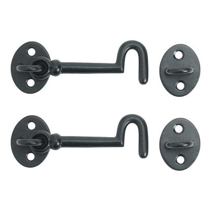 Traditional Black Cast Iron Cabin Hook and Eye Latch Pack of 2
