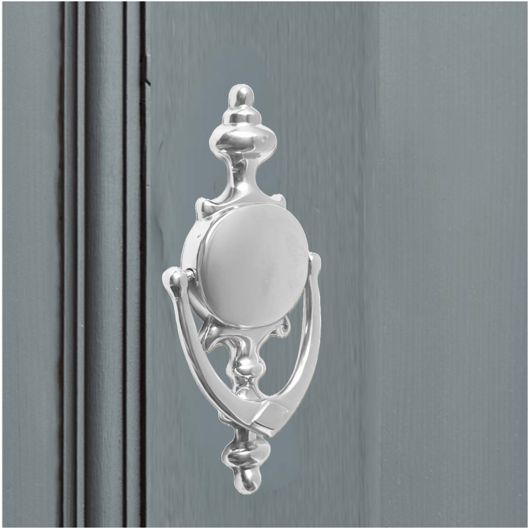Heurtoir de porte Champion 7" en laiton massif chromé, style victorien, pour porte d'entrée