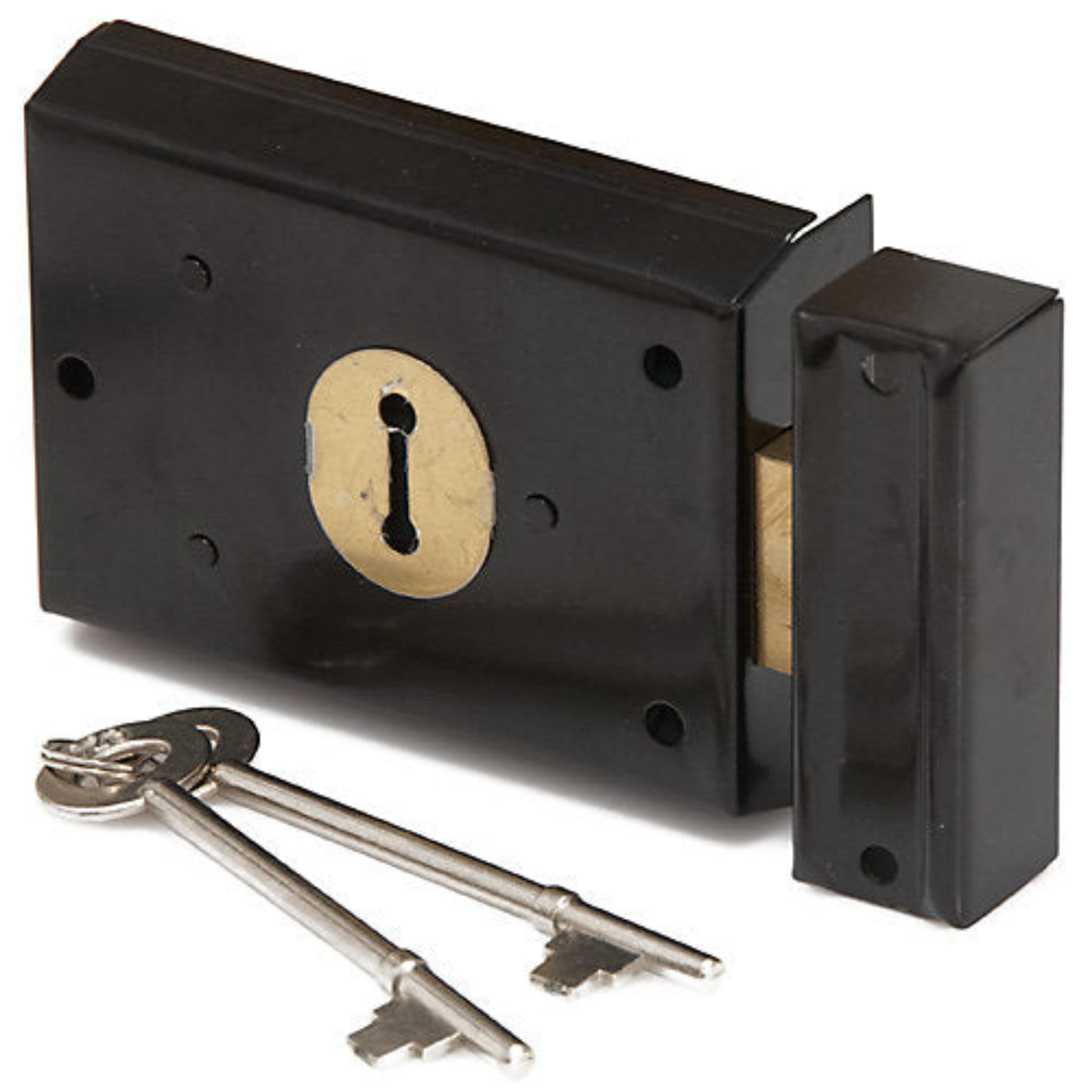 Black Double-Handed Rim Deadlock with 2 Keys – 100mm x 75mm – Default Title