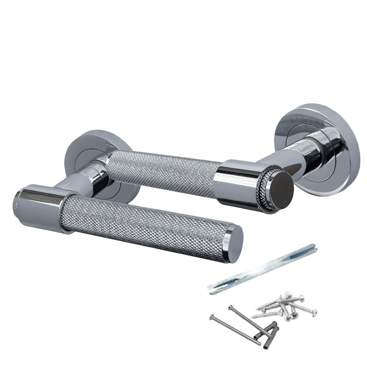 Marketplace JPG companion for Knurled Door Handles Chrome Loop & Neck Lever on Rose Key Lock Set
