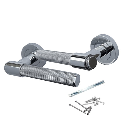 Marketplace JPG companion for Knurled Door Handles Chrome Loop & Neck Lever on Rose Key Lock Set