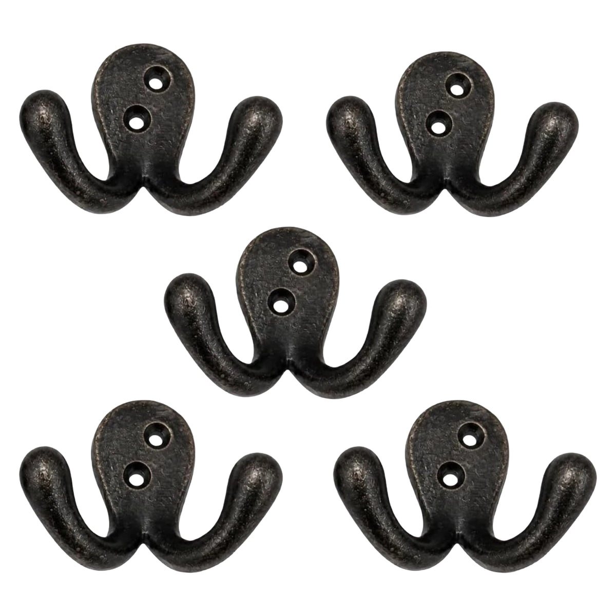 Vintage Cast Iron Coat Hooks Pack of 5