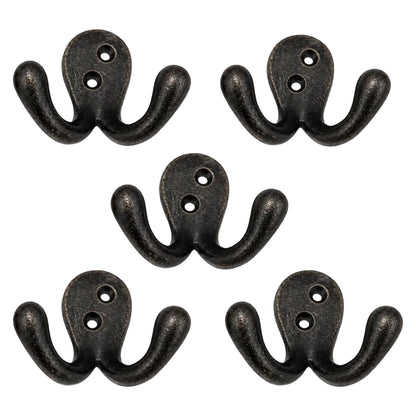 Vintage Cast Iron Coat Hooks Pack of 5
