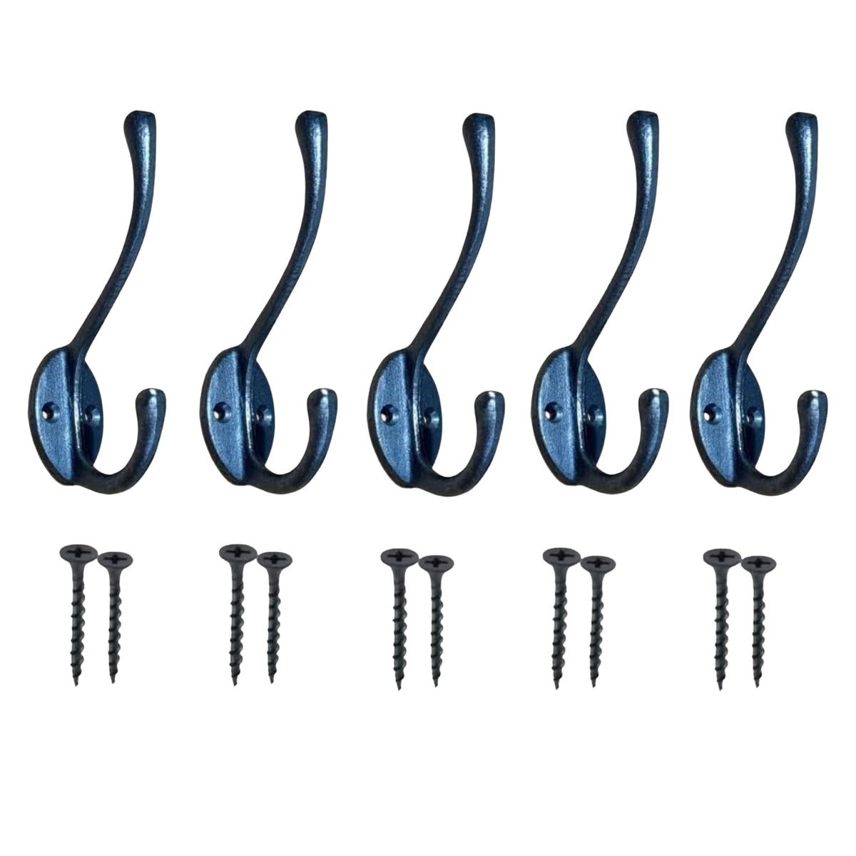 Vintage Cast Iron Wall Mounted Coat Hooks Pack of 5