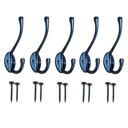 Vintage Cast Iron Wall Mounted Coat Hooks Pack of 5