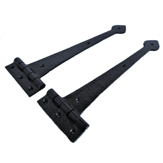 Charnières en T pour portail lourd Tudor en fonte noire de 12 po 305 mm, paire de charnières à tête de lance