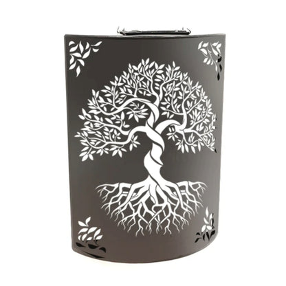 Curved Tree of Life Solar Wall Panel LED Light Metal Garden Wall Lights - 25.5cm x 19cm x 5.5cm