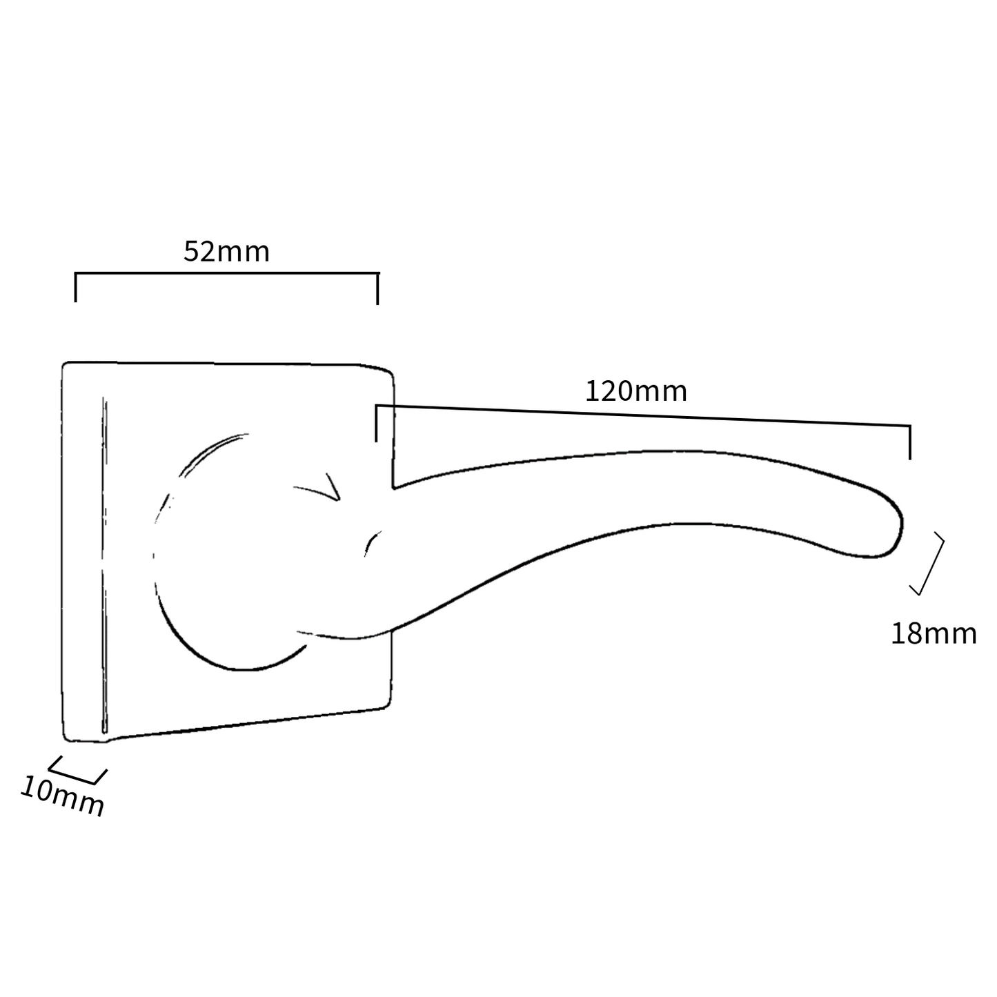 Zena Door Handle Satin Nickel Lever on Square Rose Internal Latch Handles Set