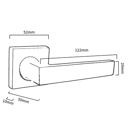 Cafri Door Handle Satin Nickel Rectangular Lever on Square Rose Internal Handles + 64mm Latch
