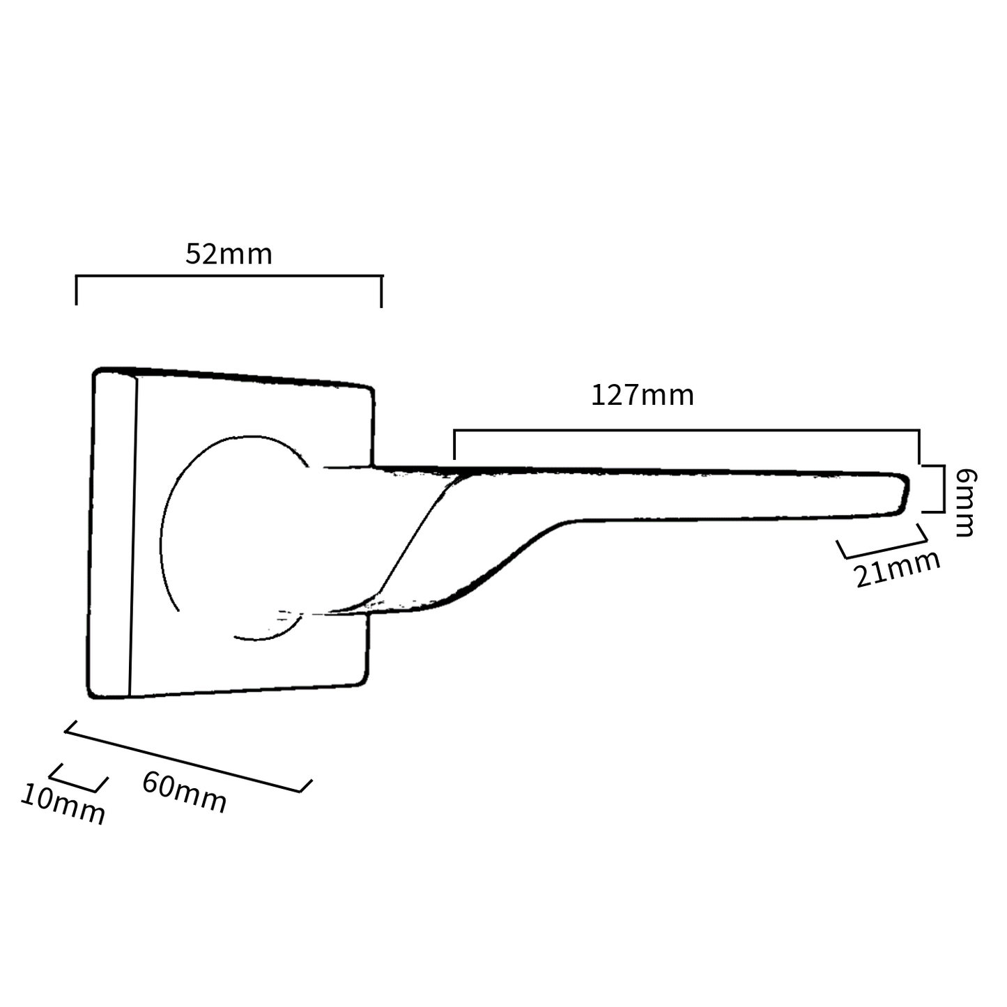 Poignée de porte UNO-2 en nickel satiné, levier moderne sur rosace carrée, poignées intérieures + loquet de 64 mm
