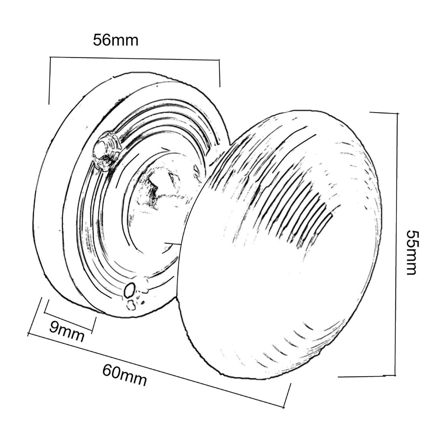 Marketplace JPG companion for Door Knobs Reeded Round Internal Mortice Knob - Satin 56mm