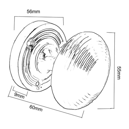 Marketplace JPG companion for Door Knobs Reeded Round Internal Mortice Knob - Satin 56mm