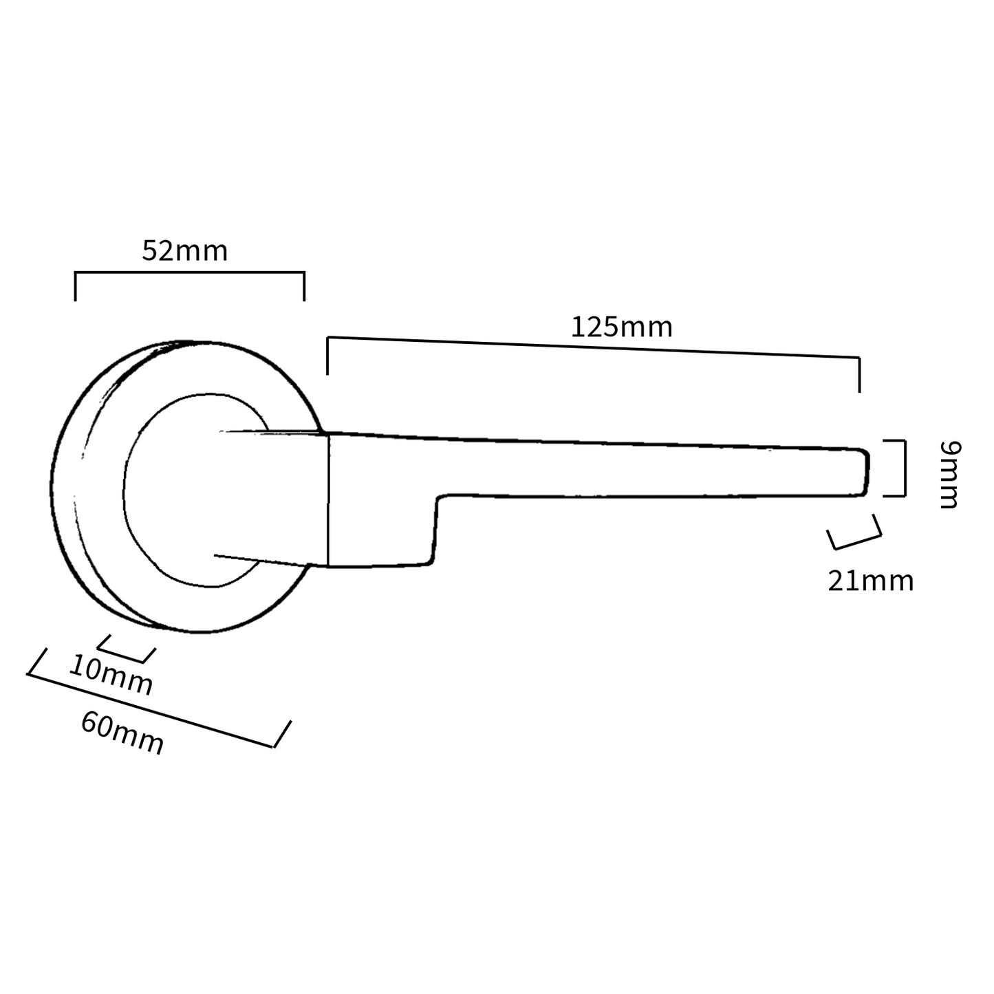 UNO-3 Door Handle Modern Satin Nickel Lever on Rose Internal Handles + 64mm Latch & Hinges
