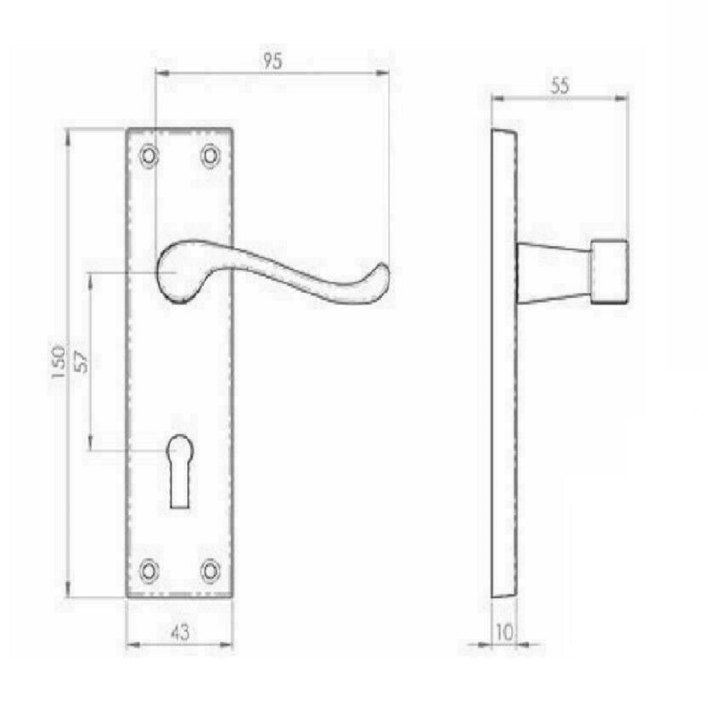 Door Handles Victorian Scroll Lever Lock - Brass Pack 150 x 40mm