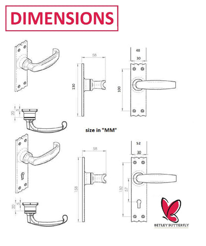 Antique Black Cast Iron Victorian Door Handle Latch Lock Bathroom Handles