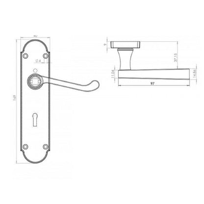 Epsom Door Handle Lock Victorian Scroll Lever - Brass