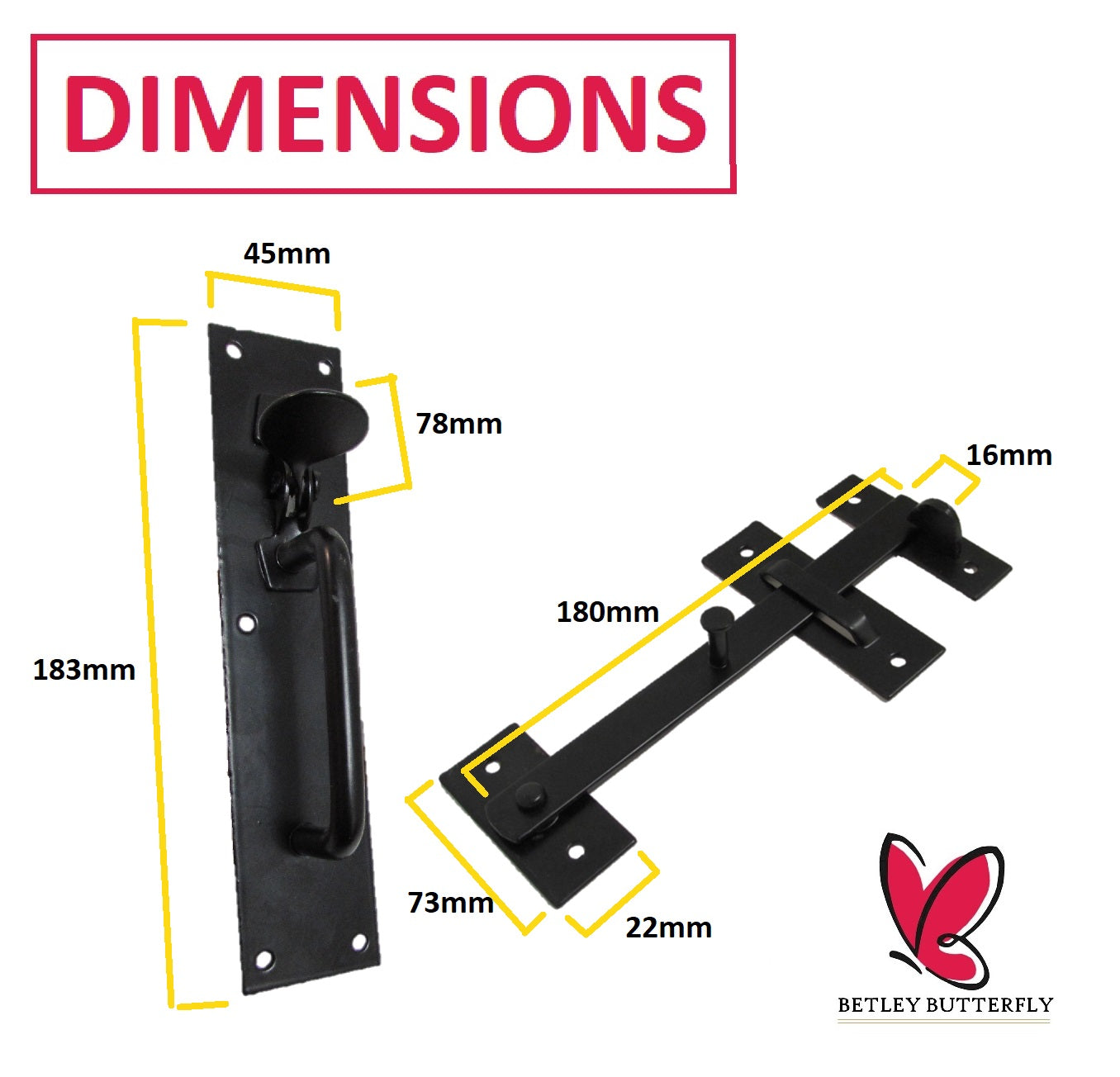 Garden Side Gate Fixing Kit 3x T Hinges Suffolk Latch Brenton Bolt Set BLACK