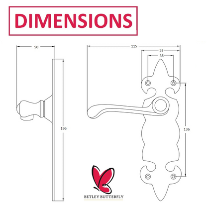 Antique Fleur De Lys Black Door Handle Latch Lock Bathroom Handles