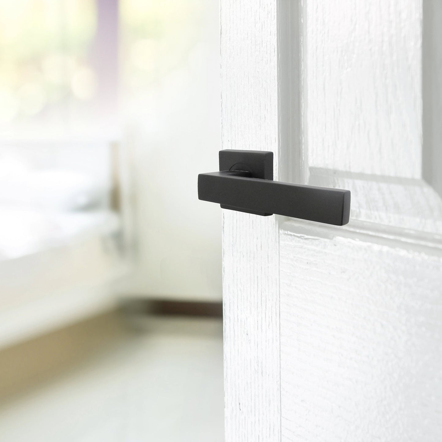 Marketplace JPG companion for Cafri Door Handle Matt Black Rectangular Lever on Square Rose Internal Latch Door Handles