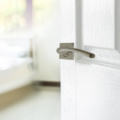 Zena Door Handle Satin Nickel Lever on Square Rose Internal Latch Handles Set